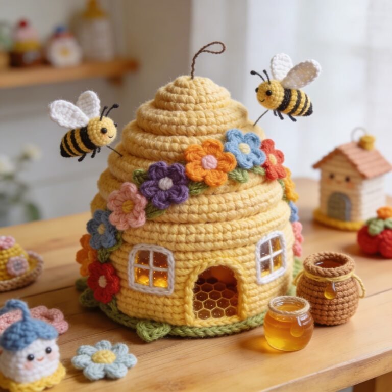 Crochet Beehive Amigurumi Pattern with Cute Bees