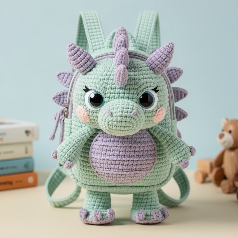Crochet Dragon Backpack Pattern – Cute Plush Kids Bag
