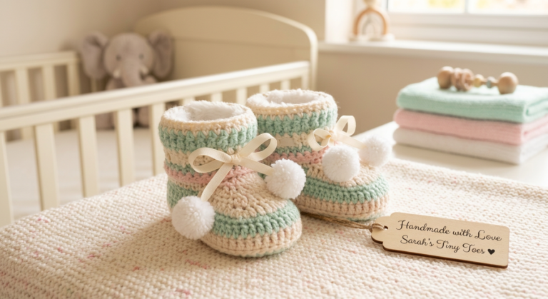 Baby Plush Bootie Crochet Pattern (Cute Booties with Pompoms)