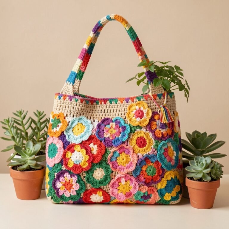 Boho Flower Slouch Bag Crochet Pattern + Free PDF Guide