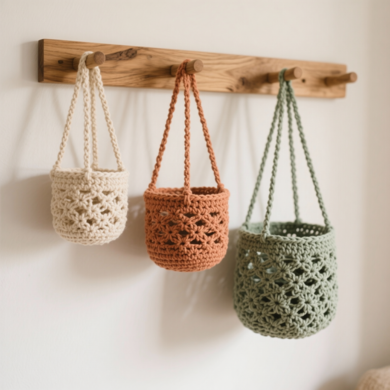 Easy Crochet Hanging Basket Pattern – DIY Storage Set