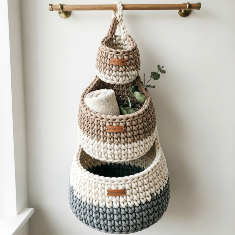 Crochet Hanging Basket Pattern – DIY Storage Set