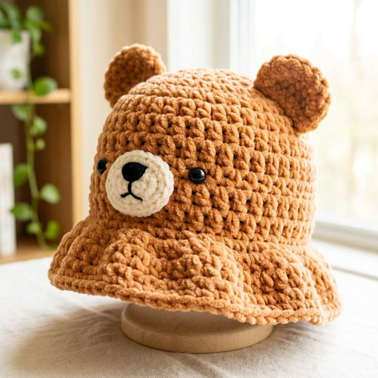 Crochet Bear Bucket Hat Pattern (Easy DIY)