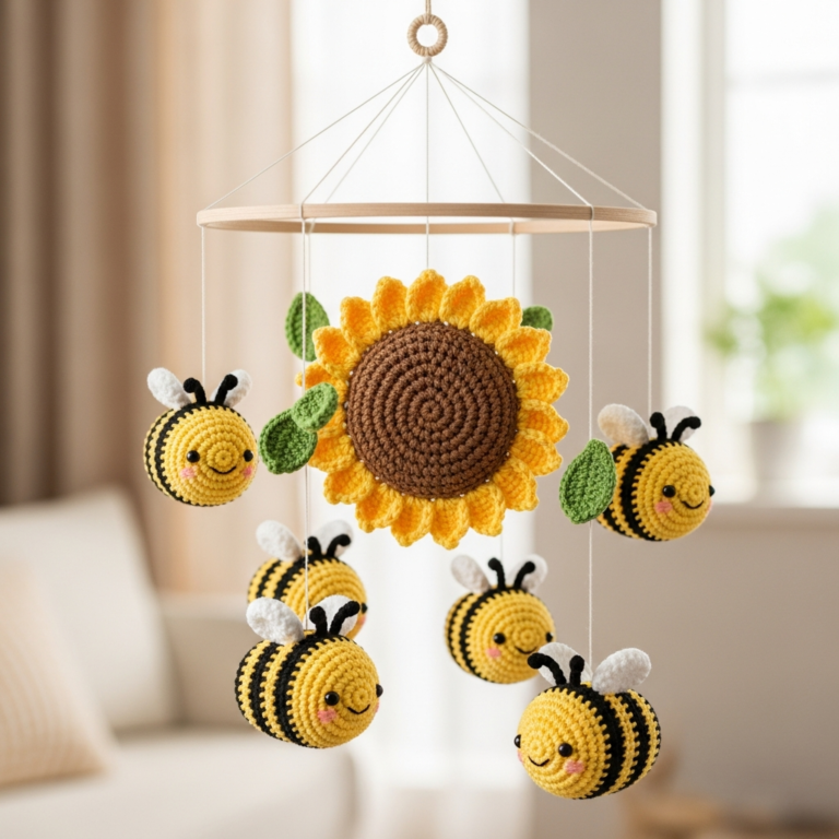 Bee Mobile Crochet Pattern – Sunflower Amigurumi Guide