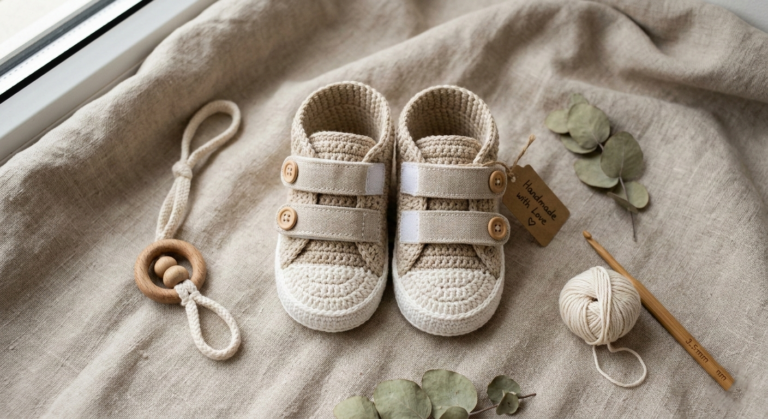 Crochet Baby Booties Pattern – Velcro Sneakers