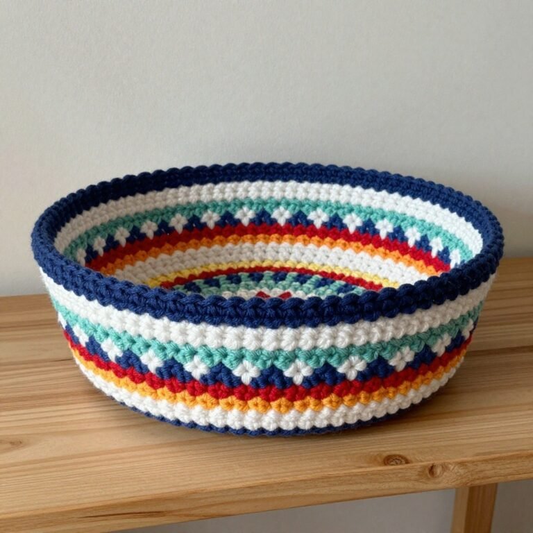 Mosaic Crochet Bathroom Basket Pattern + Free PDF