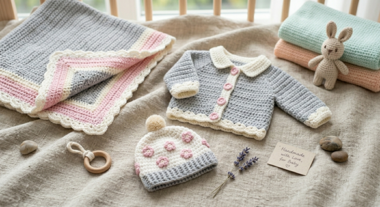 Crochet Baby Blanket, Hat & Cardigan Pattern
