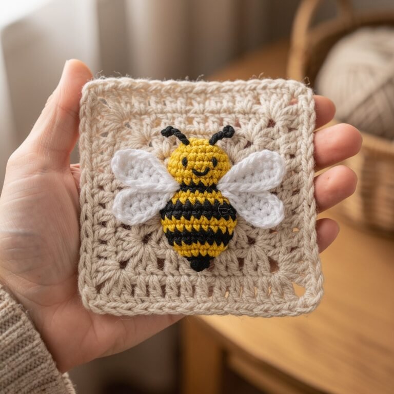 Bee Granny Square Crochet Pattern – Cute Bee Motif Guide