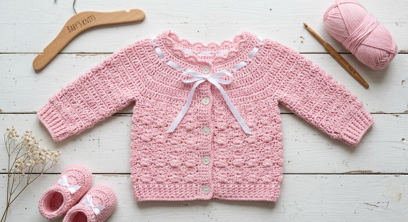 Crochet Baby Pink Set Pattern (3–6M) + PDF