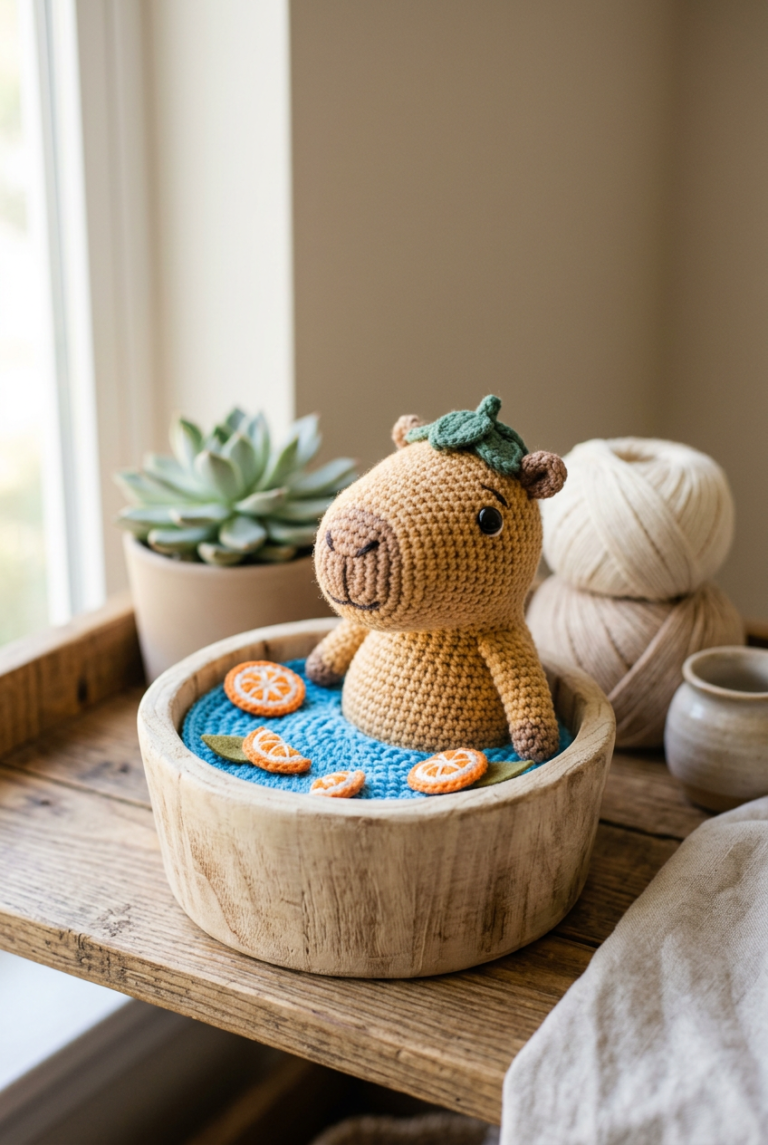 Crochet Capybara in a Tub (Amigurumi) + Printable PDF Pattern