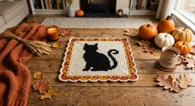 Black Cat Crochet Graph Pattern (84×84) – Free Written Chart + PDF