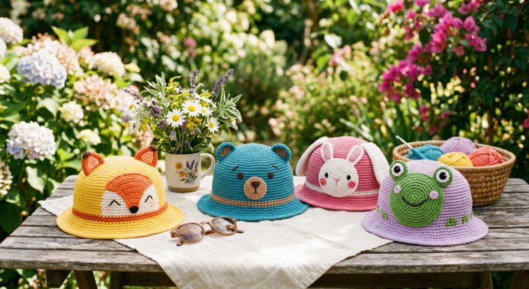 🧢 Cute Crochet Bucket Hat Pattern – Animal Summer Hats DIY