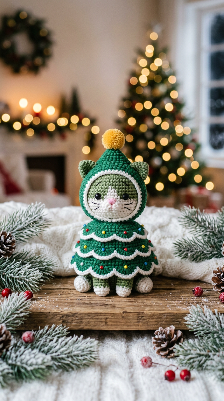 Christmas Tree Cat Crochet Pattern (Adorable Amigurumi Tutorial)