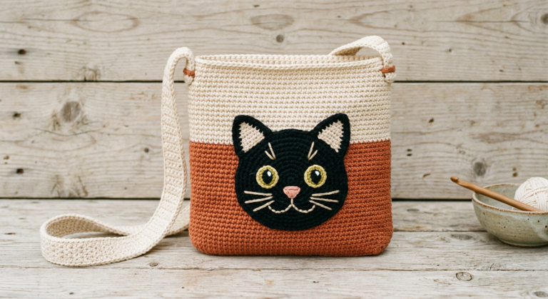 Black Cat Crochet Bag Pattern (Square + Round)