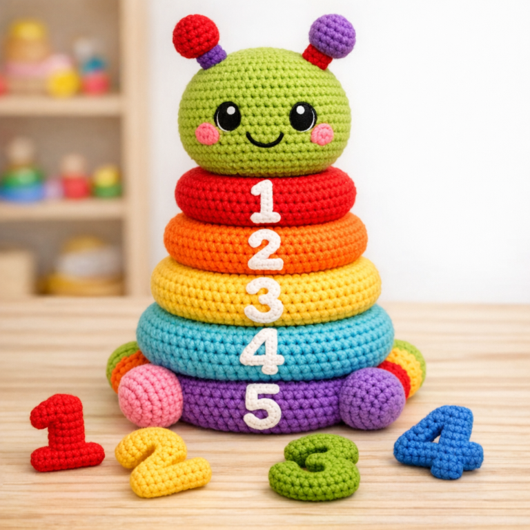 🐛 Crochet Caterpillar Stacking Toy Pattern (Montessori Learning Toy)