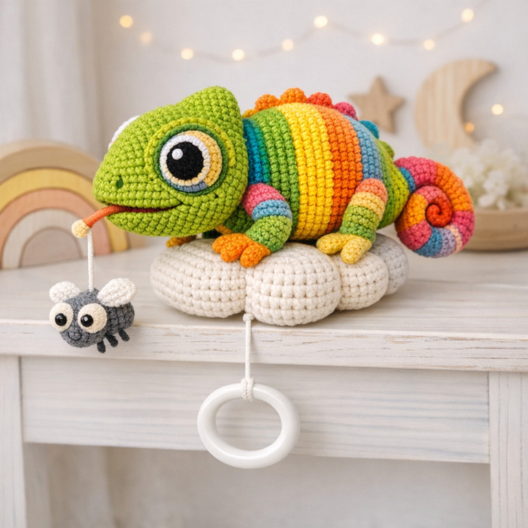 🦎Crochet Chameleon Musical Toy Pattern (Step-by-Step DIY Guide)