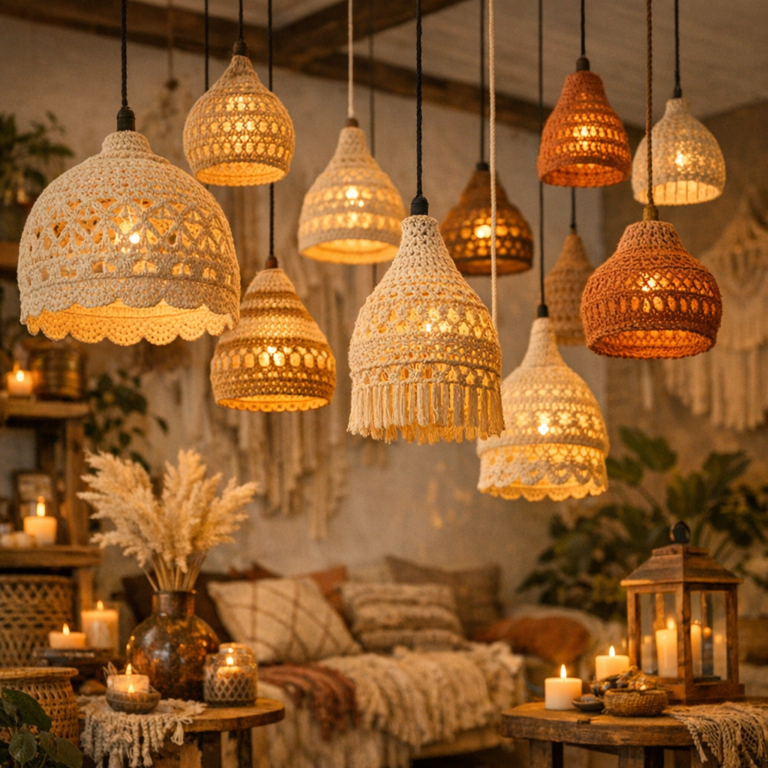 🕯️Crochet Chandelier Lamp Pattern (Rustic DIY Home Decor)