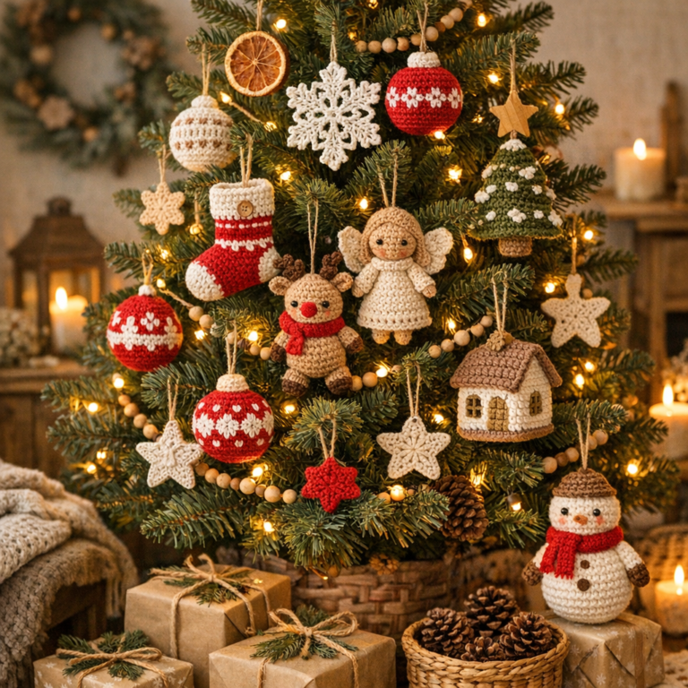 Christmas Tree Crochet Toys Set – Adorable Handmade Holiday Ornaments
