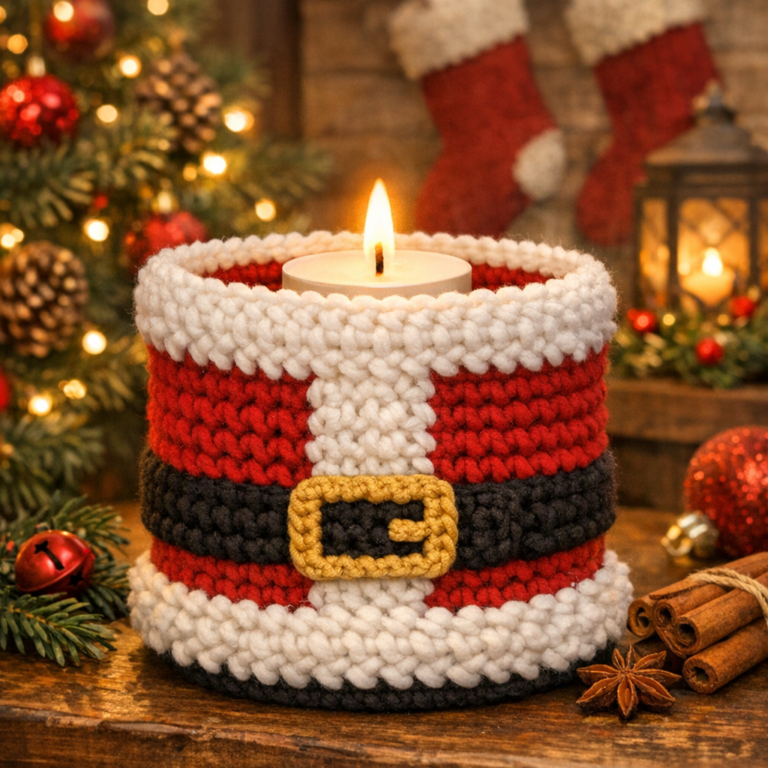 🎄Crochet Christmas Candle Holders (Beginner-Friendly Pattern Guide)