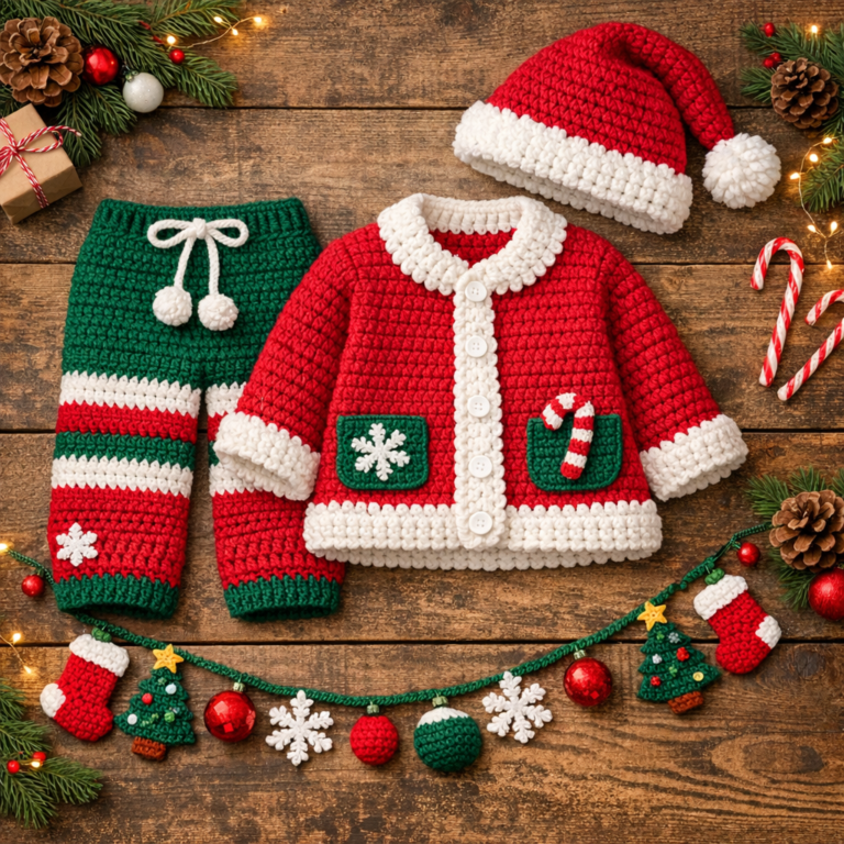 🎄Crochet Christmas Clothes & Garland Pattern (Beginner-Friendly Guide)