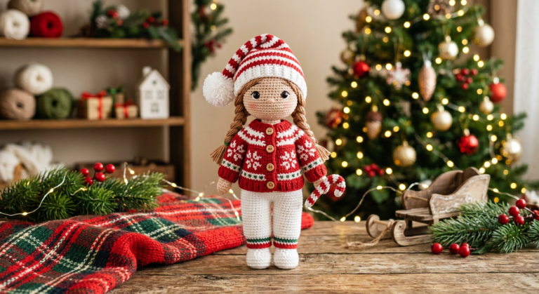 🎄Crochet Christmas Doll Clothes Pattern (Free PDF + Step-by-Step Guide)