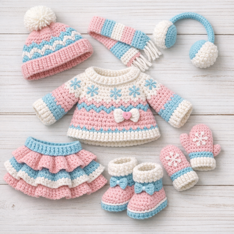 🎄Crochet Christmas Doll Clothes Pattern (Cute Winter Outfit + Free PDF)