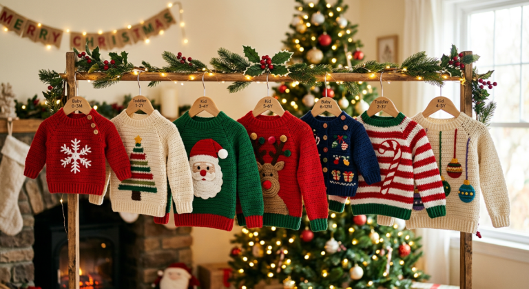🎄Crochet Christmas Sweater Pattern for Babies & Kids
