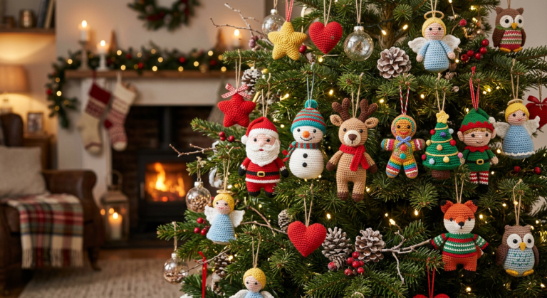 Christmas Crochet Ornament Set Pattern (Free PDF Tutorial)