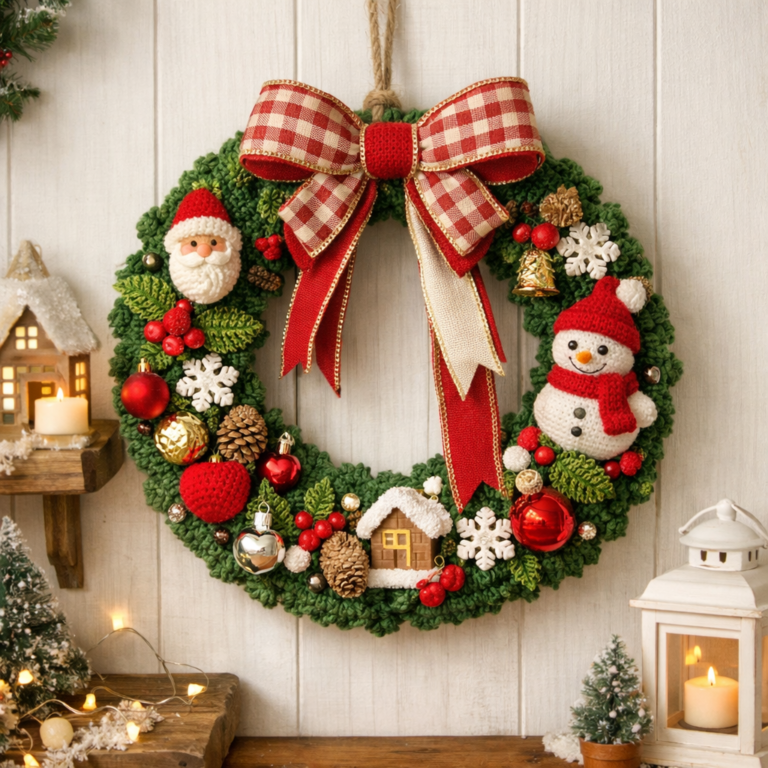 Easy Crochet Christmas Wreath Pattern for Beginners