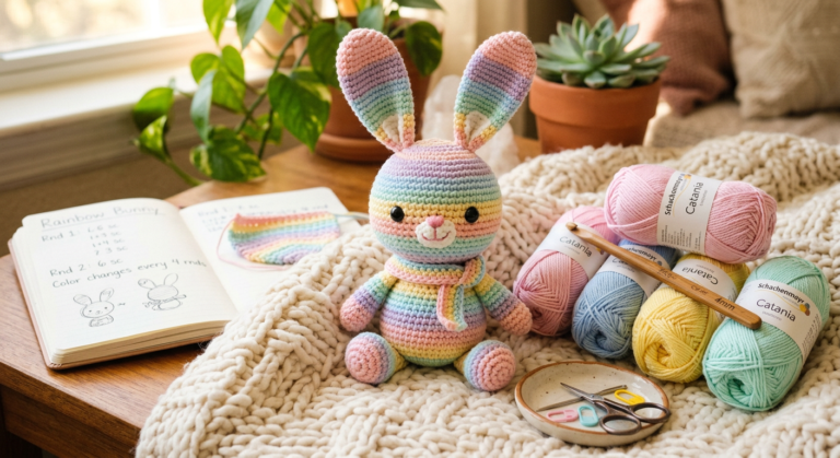 Cute Rainbow Bunny Amigurumi Crochet Pattern for Beginners