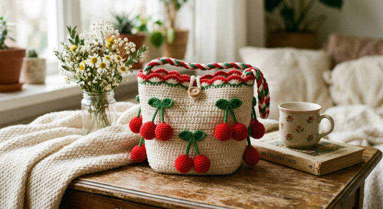 🍒Crochet Cherry Handbag Pattern (Cute & Beginner-Friendly Guide)