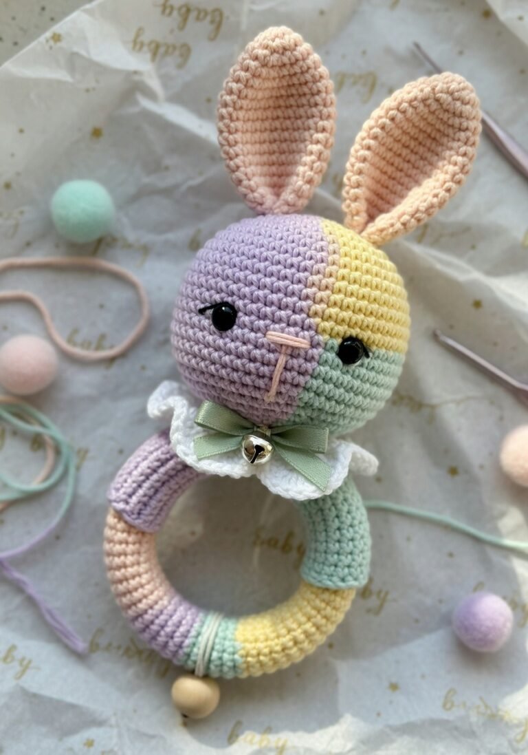 Crochet Rattle Bunny Amigurumi Free Pattern (Beginner Friendly)