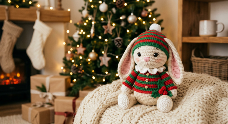 🎄Crochet Christmas Bunny Pattern (Free Amigurumi + PDF)