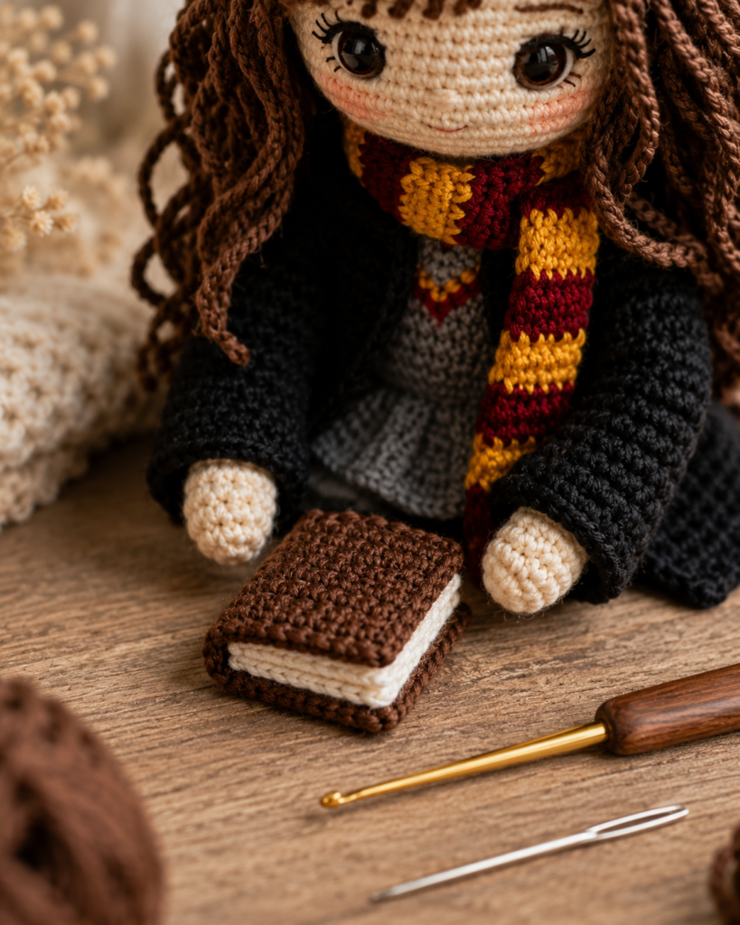 Tiny crochet book accessory for amigurumi doll